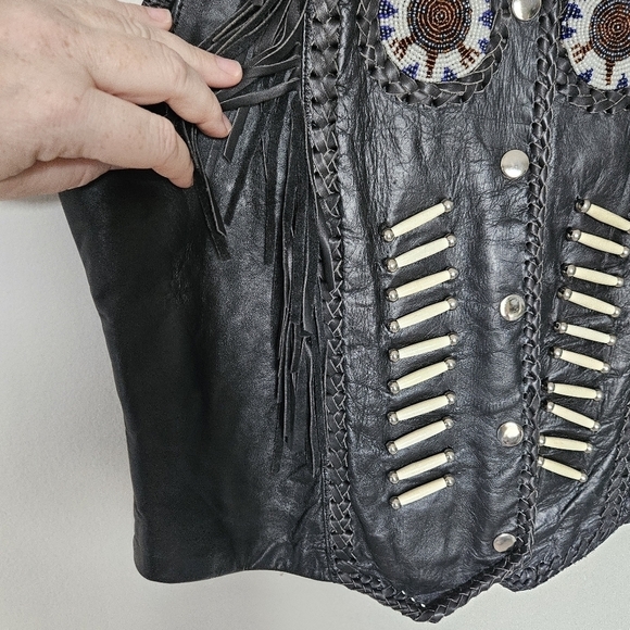 Hot Leather black leather moto fringe vest size XL - Picture 3 of 8